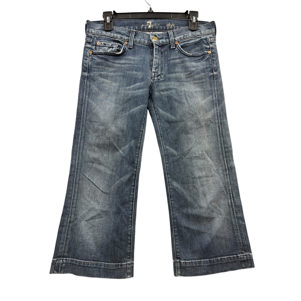 7 For All Mankind Dojo Cropped Flare‎ Jeans Retro Y2K Boho Medium Wash Denim 28